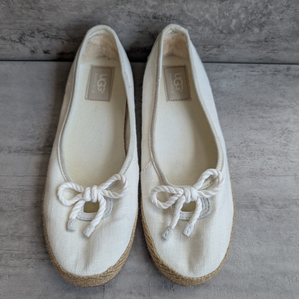 UGG Syleste Espadrille Women's Seagull White Canvas Slip On Flats Loafers Shoe 7 - Picture 4 of 11